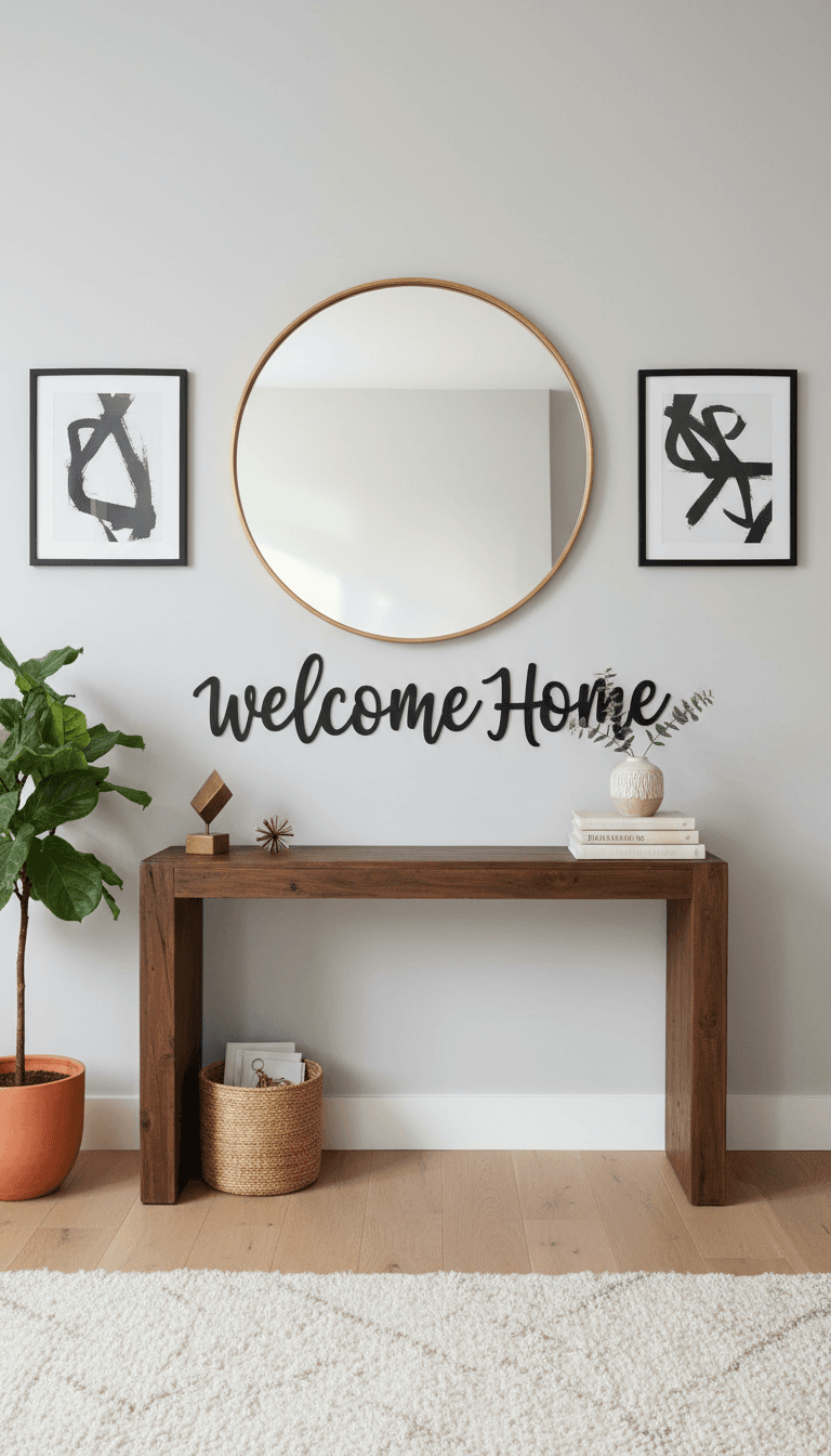 Entryway furniture and decorative wall pieces for home interiors