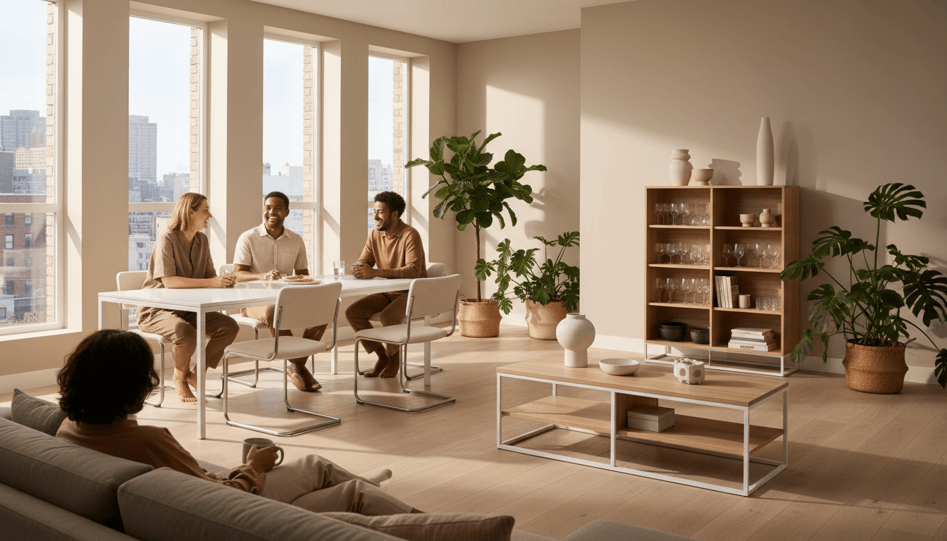 Modern living room styled with contemporary furniture and warm décor