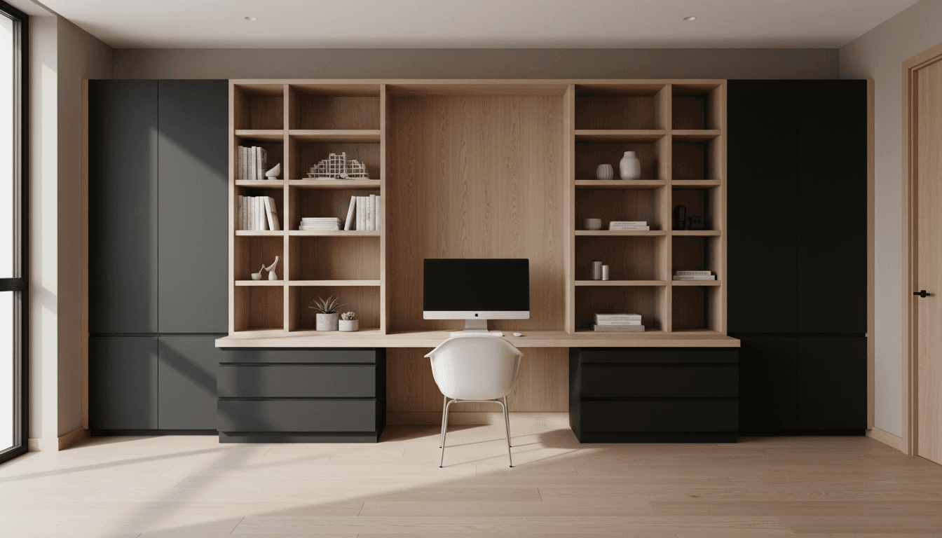 Home office with functional furniture and organized décor