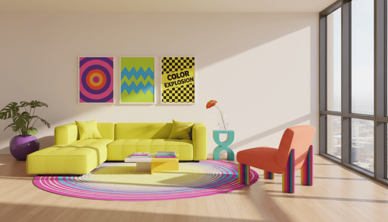 Modern living room with stylish furniture and home decorations